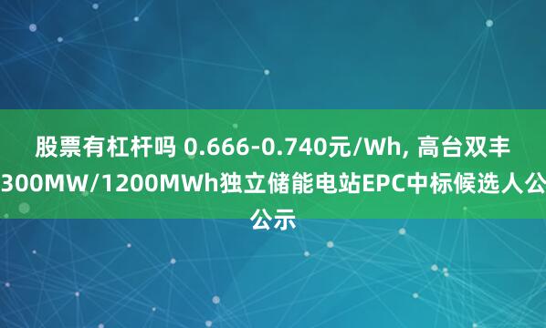 股票有杠杆吗 0.666-0.740元/Wh, 高台双丰滩300MW/1200MWh独立储能电站EPC中标候选人公示