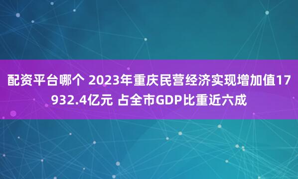 配资平台哪个 2023年重庆民营经济实现增加值17932.4亿元 占全市GDP比重近六成