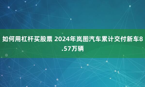 如何用杠杆买股票 2024年岚图汽车累计交付新车8.57万辆