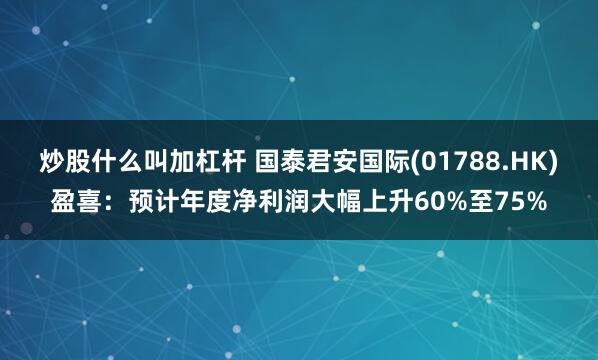 炒股什么叫加杠杆 国泰君安国际(01788.HK)盈喜：预计年度净利润大幅上升60%至75%