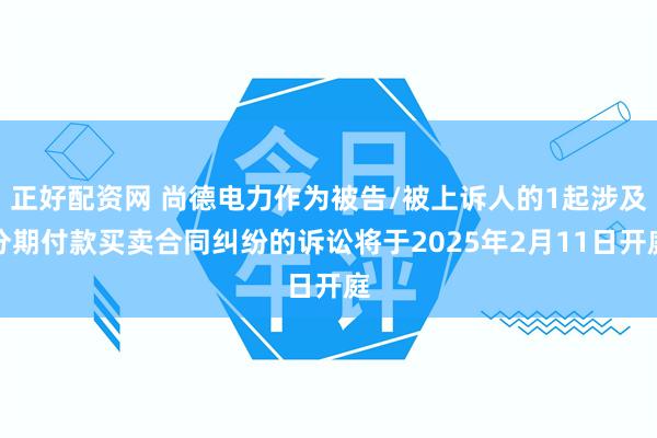 正好配资网 尚德电力作为被告/被上诉人的1起涉及分期付款买卖合同纠纷的诉讼将于2025年2月11日开庭